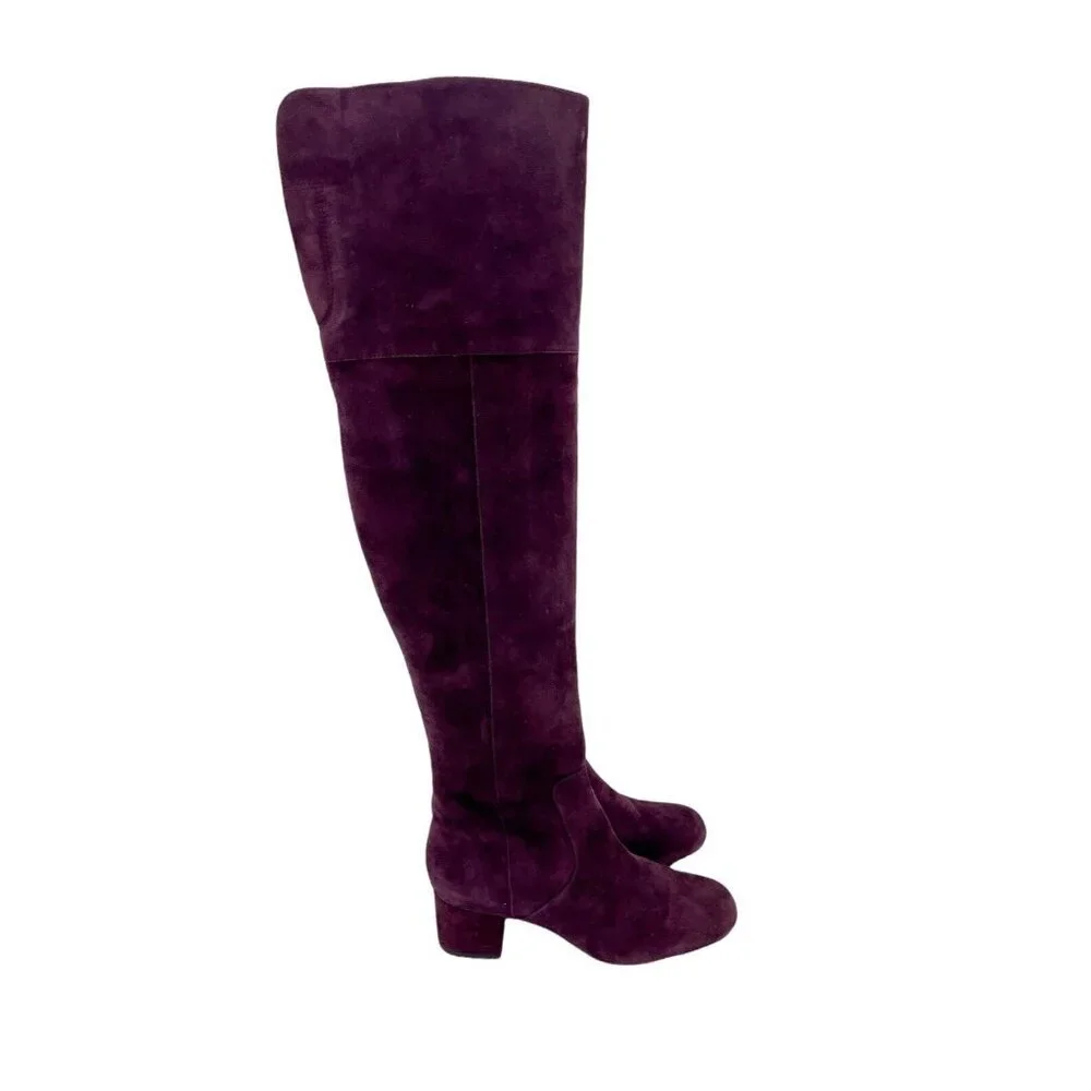 Sam Edelman Boots Elina Suede Leather Over Knee Boots Burgundy Sz 6 New